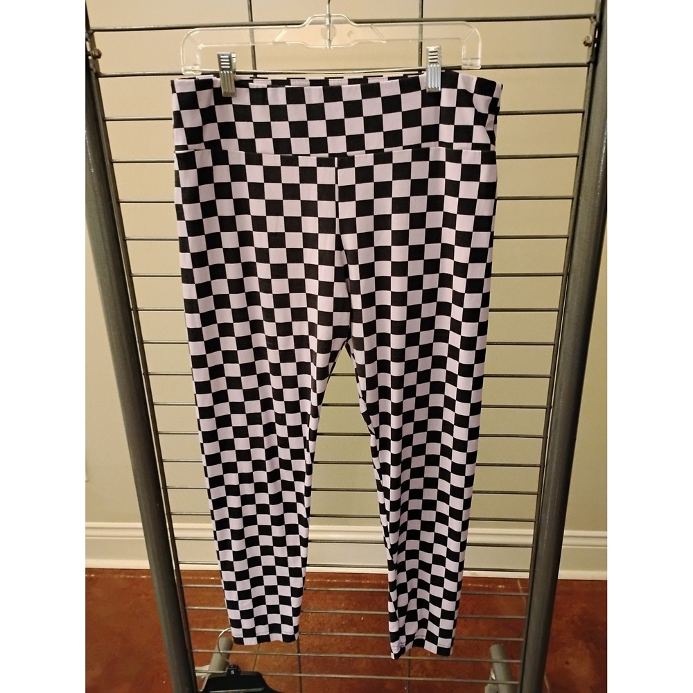 No Boundaries Pink and Black Checkered Leggings XL 15-17 High Waisted Streetwear